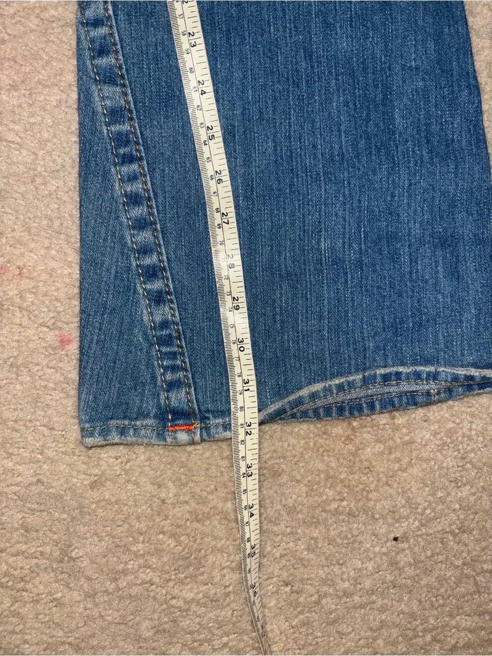 True Religion Joey Blue Denim Jeans Row Seat W 30 L 32 Actual 32”x32”